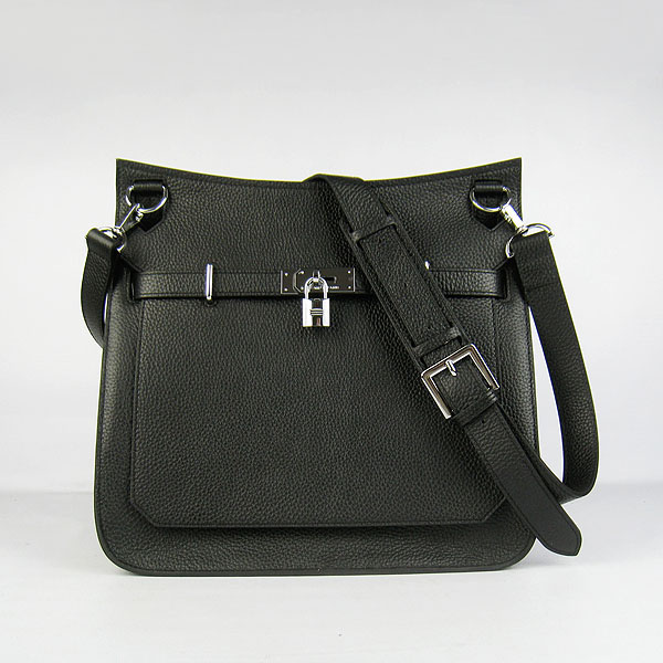 Replica Hermes Jypsiere Fjord Leather Messenger Bag Black H6508 - 1:1 Copy